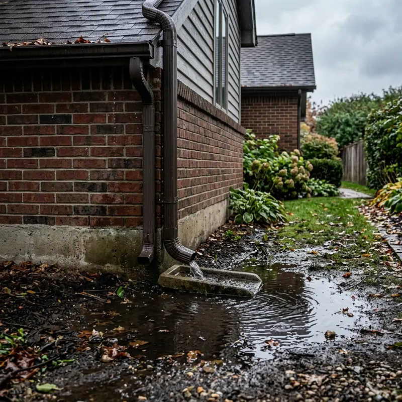 Water pooling at the base of a downspout in Cartersville GA